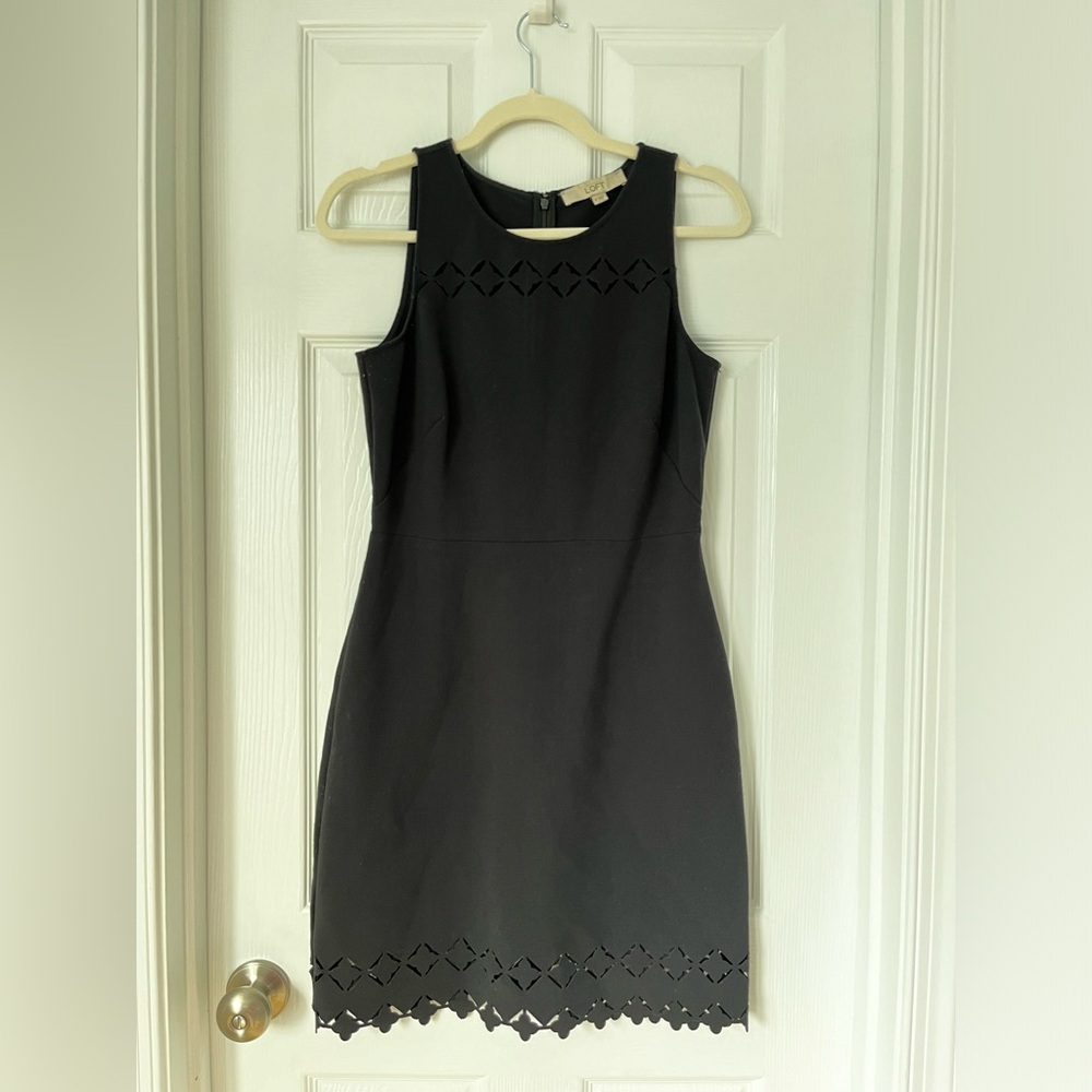 LOFT Black Dress with Eyelet Hem
